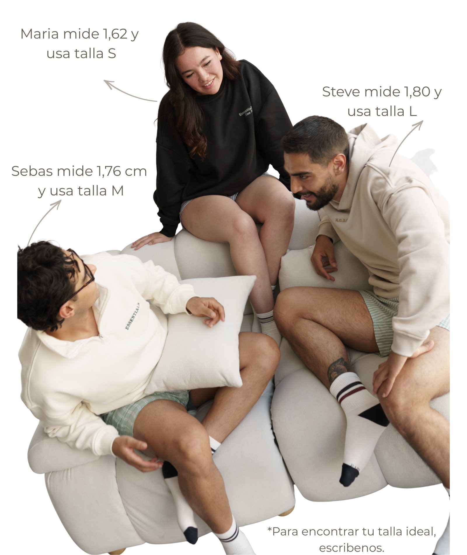 Referencia de talla según la estatura de nuestros modelos